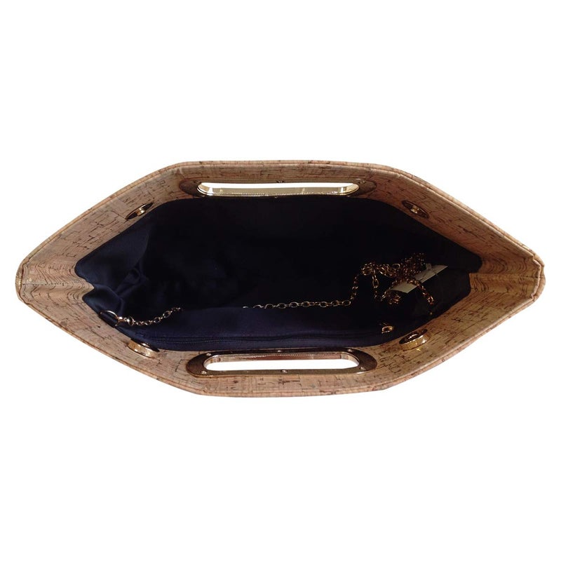 JNB Cork Top Handle Clutch, Gold - Image 5